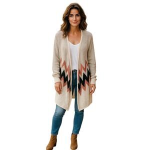 American Rag Cie Cardigan Sweater Womens 1X Open Front Long Sleeve Chevron Knit